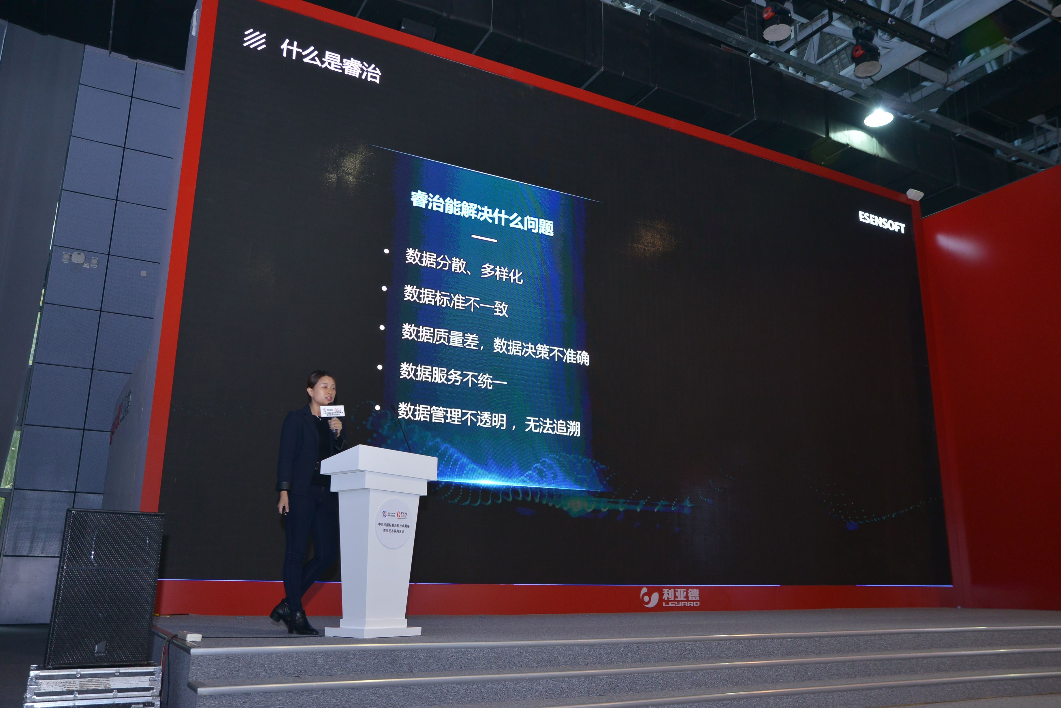 圖為億信華辰產(chǎn)品總監(jiān)訾津津進行專場發(fā)布